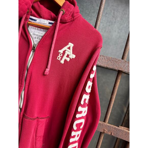 Y2K Red Abercrombie & Fitch Muscle Hoodie Size Large AS IS - Picture 3 of 5